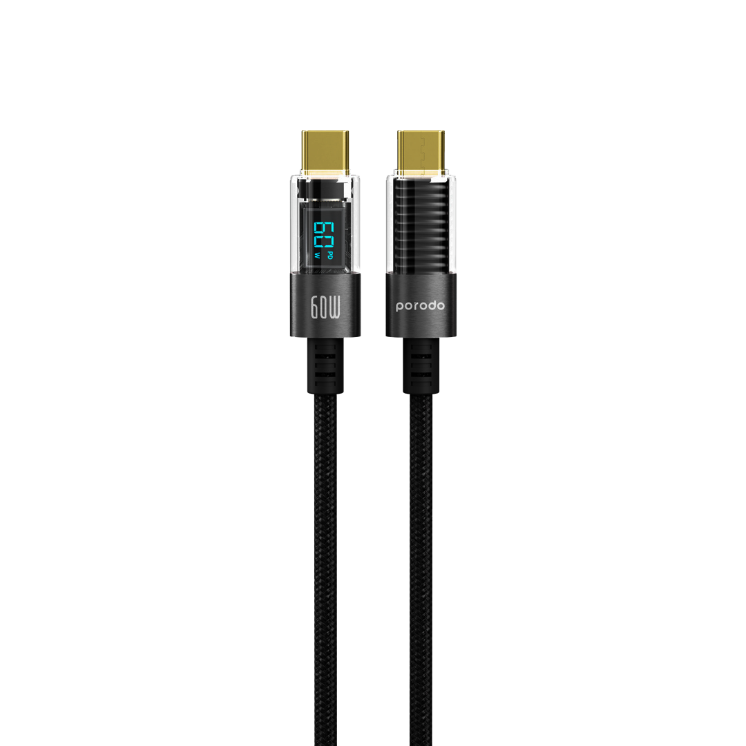 PORODO-CABLE ALUMINUM USB-C TO USB-C 1.2M 60W