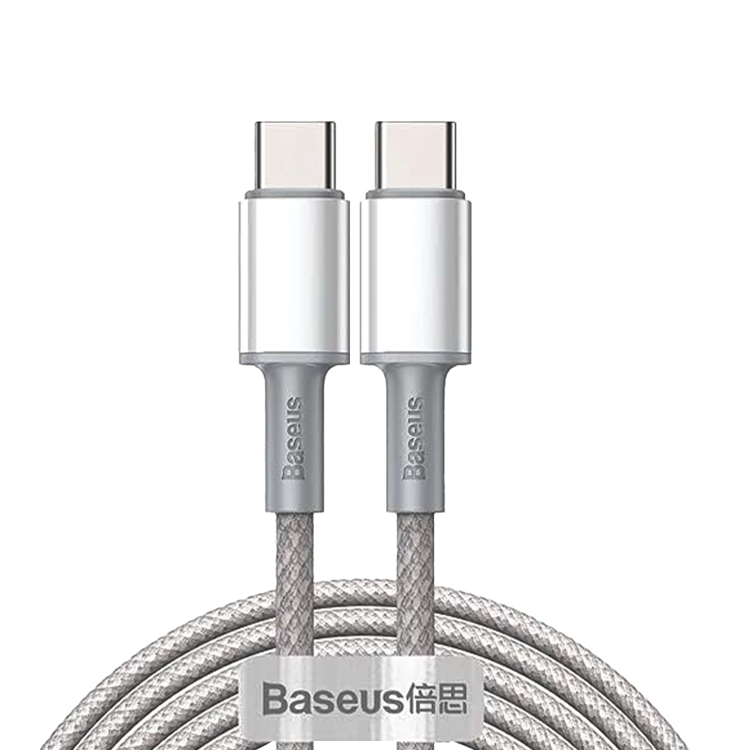 بيسوس-كيبل شحن سريع 100واط تايب سي Toتايب سي 1متر ابيض