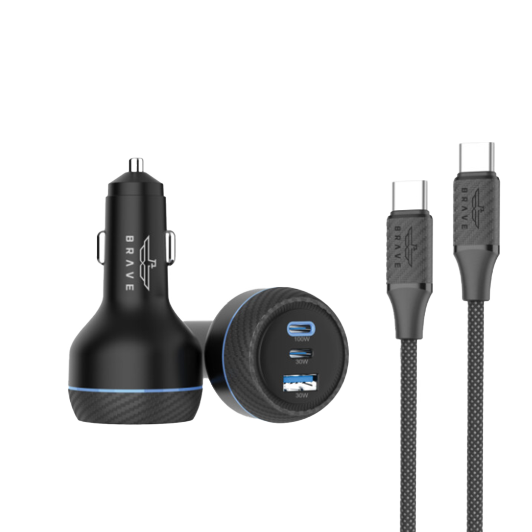 بريف- شاحن سيارة 160واط منفذين تايب سي مع كيبل BBC-25