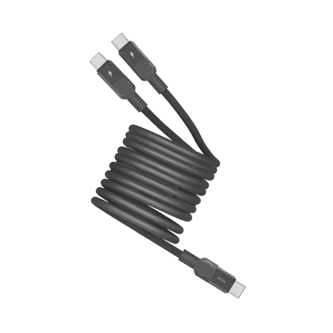 موماكس – كابل USB-C مزدوج مغناطيسي بقوة 100 واط أسود، 2 متر