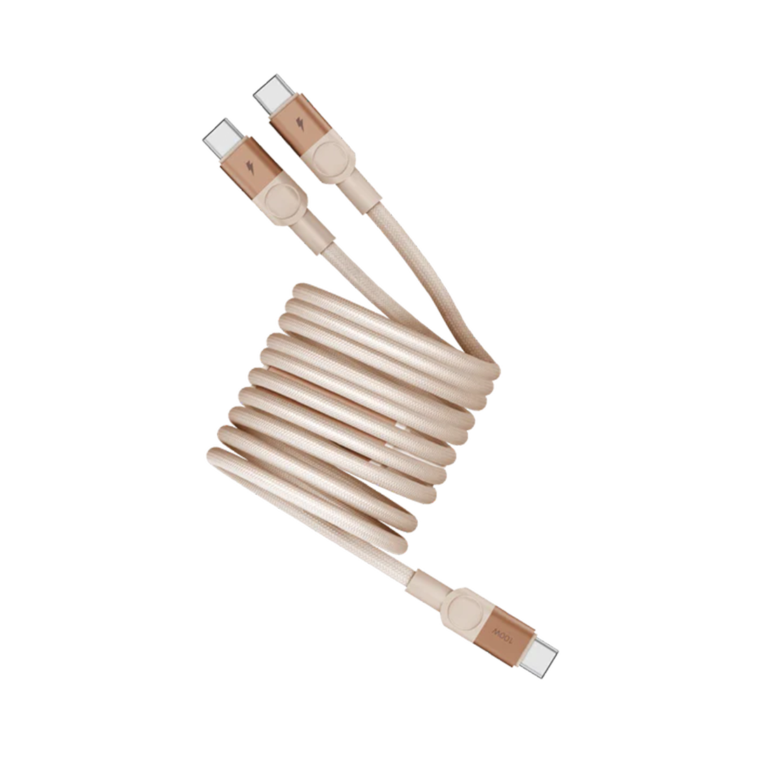 MOMAX – Cable 100W USB-C Dual USB-C Magnetic Desert 2M