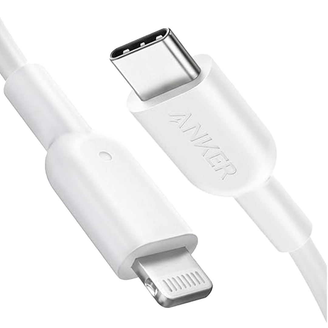 Anker GAN 20W Charger – USB-C & USB-A – White with Lightning Cable White