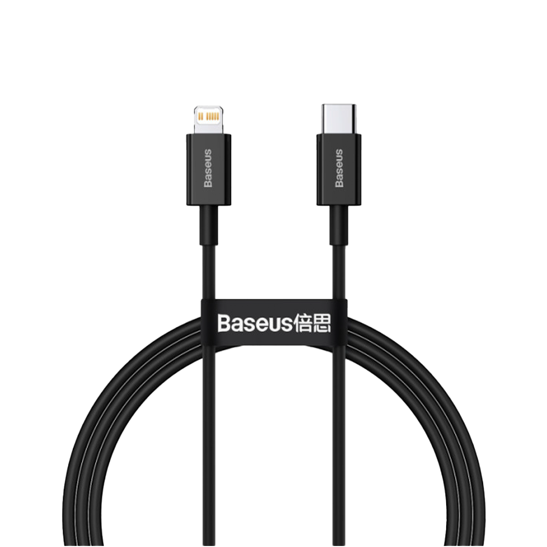 بيسوس-كيبل شحن متمدد 20 واط تايب سي & لايتينغ اسود