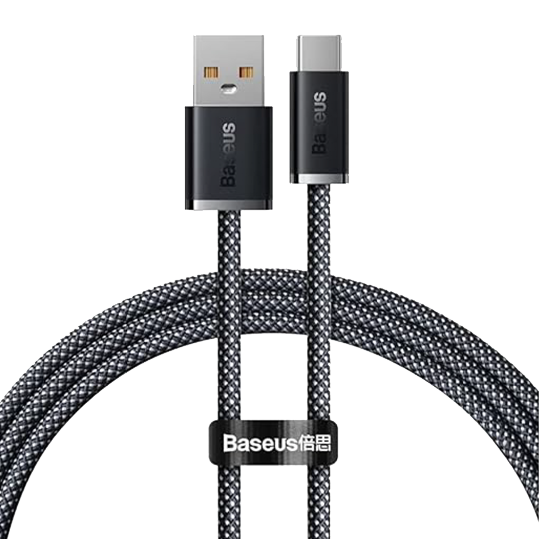 بيسوس- كيبل شحن سريع 100واط تايب سي To تايب سي 1متر اسود منقط